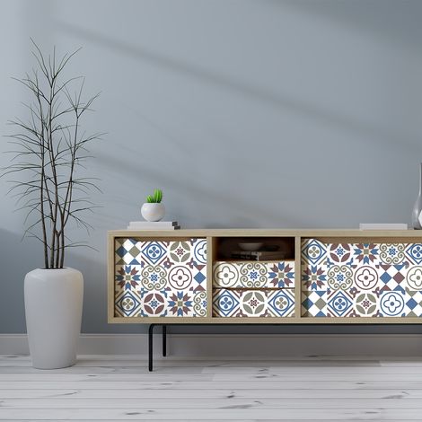 Stickers décoration Meuble - Sticker adhésif Cuisine Salon - 30 STICKERS CARREAUX DE CIMENT MEUBLE ALEKSINA - 30stickers20x20cm (1/5)