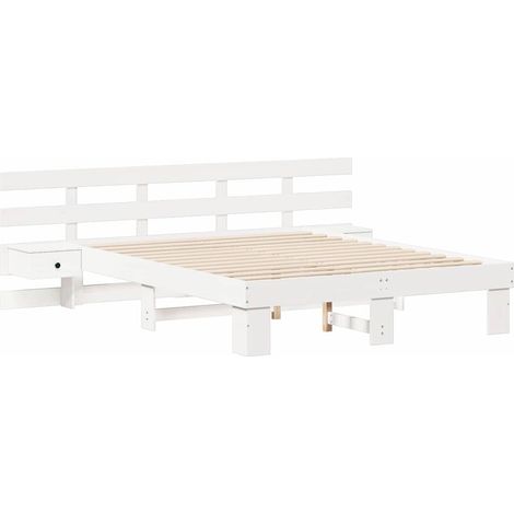 Lit double,Lit adulte,Cadre de lit Blanc 140 x 200 cm Pin massif et pin massif CFW5026339 (1/5)