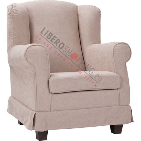 Poltrona imbottita BERGERE in tessuto sfoderabile Beige (1/5)