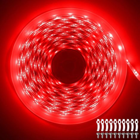 Ruban LED 10M Rouge, 24V Bande LED 300LEDs IP65 Étanche (1/5)
