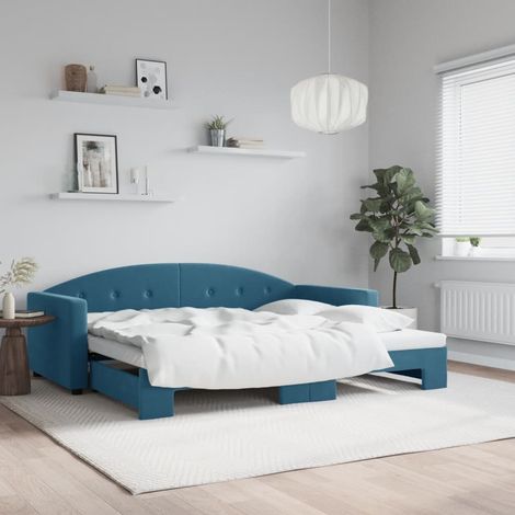 Lit de jour avec gigogne sans matelas-Canapé-lit bleu 90x200 cm 298649 (1/5)