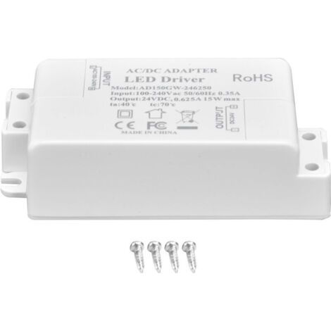 Pilote de LED DC24V 0,625A 15W, lampe à monter soi-même, transformateur de pilote de LED basse tension AC 100-240V (1/5)
