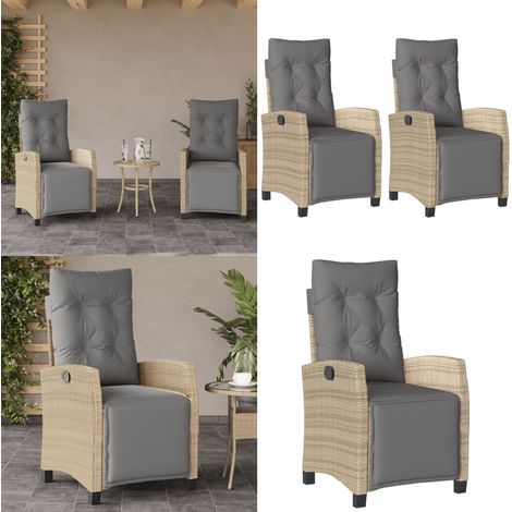 Gartensessel mit Fußteil 2 Stk. Verstellbar Poly Rattan - Gartenstuhl - Liegesessel - Gartenmöbel - Rattan Möbel - Esszimmer Stuhl - Home & Living (1/5)