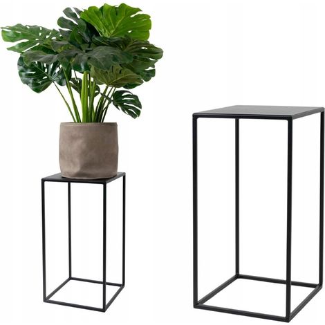Supporto per fiori da terra in metallo, design moderno, colore nero, taglia S, 25x25x47 (1/5)