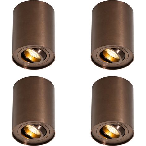 QAZQA Set di 4 faretti da soffitto moderni bronzo scuro