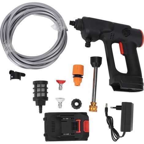 Akku-Hochdruckreiniger, 900 PSI, 2,4 GPM, 6-in-1-Düse, tragbar, mit 2 x 8888 mAh Akkus, für die Autowäsche, EU-Stecker