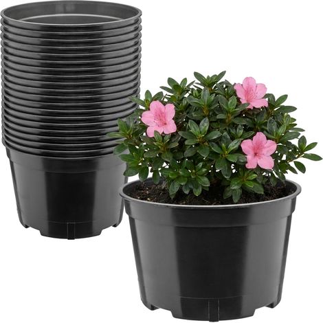 Garronda x20 Pots de Pépinière Ronds en Plastique Ø18 x 11,5 cm (2L) - Pot Semis Robuste avec Drainage Repiquage Pot de Fleur et Culture pour Serre Horticulture Jardin Intérieur Extérieur GD-0202
