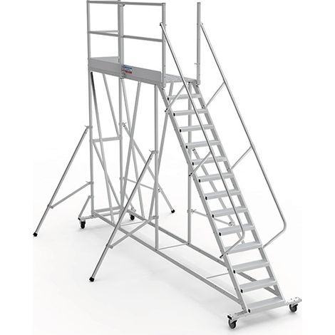 Piattaforma con ruote 14 gradini - Altezza massima di lavoro 4.80m - PTF2514G-RS