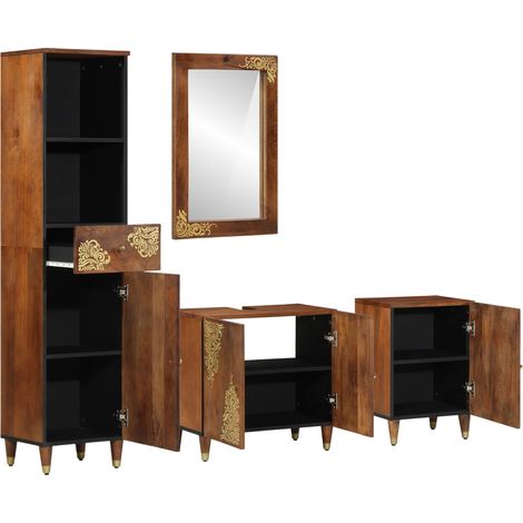 Maison Exclusive - Badezimmerschrank-Set mit Tür 4 pcs Honigbraun (1/5)