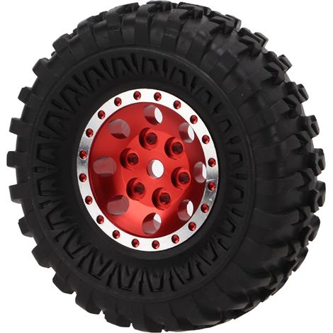 Jantes Alliage 4 Roues 55mm avec Pneus pour Modèles RC 1/24 SCX24 Axial - Rouge (1/5)