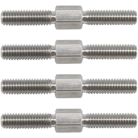 Lot de 4 goujons hexagonaux filetés à double extrémité M12 x 100 mm avec filetage à droite et à gauche en acier inoxydable 304 de longueur égale