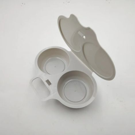 (B) Cuiseur à œufs multifonction en plastique gris pour micro-ondes, moule à œufs pratique pour la cuisson vapeur et au plat, idéal pour une préparation rapide des œufs à la maison (1/5)