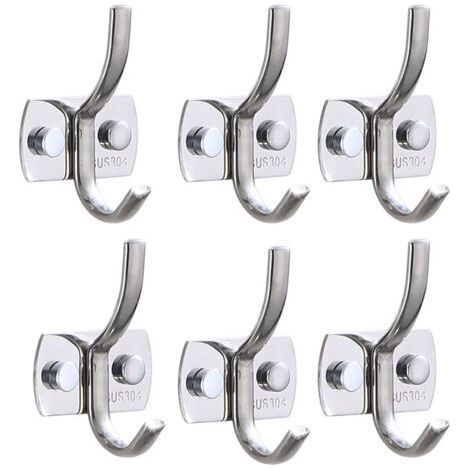 Set of 6 sturdy stainless steel wall hooks for coats, towels, backpacks, hats, keys, for kitchen, bathroom, bedroom (1/4)