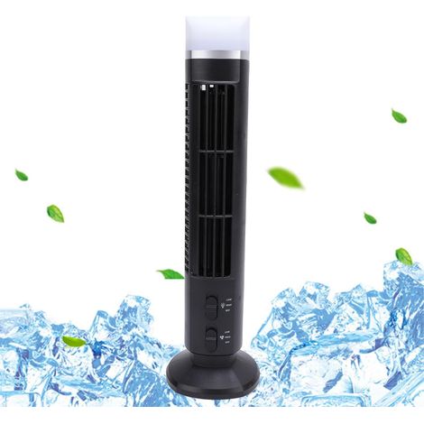 Ventilateur tour sans pales – Ventilateur colonne silencieux – Ventilateur USB à vitesse réglable – Dessus avec lumière – Adapté à la maison et à la chambre – noir (1/4)