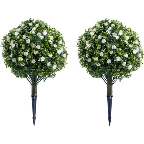 Arbre en Boule de Fleurs Artificielles, Design Réaliste, Entretien Facile, BLANC (1/2)