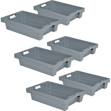 BRB 6 bacs empilables - Dimensions : 600 x 400 x 150 mm - 25 l - Gris