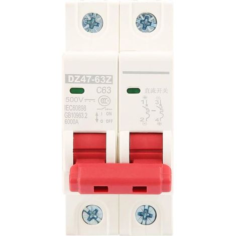 Minidisyuntor fotovoltaico DC 2V-500V 63A - Protección de paneles solares - Modèle DZ47-63Z-2P - Instalación fácil (1/4)
