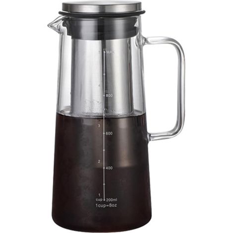 Machine à café Cold Brew en verre et pichet à café glacé en acier inoxydable avec filtre à double couche en fine (1/5)