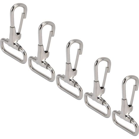 Lot de 5 mousquetons en acier inoxydable 304 marine, crochets ressorts largeur 29mm pour attacher laisse chien clé anneau (1/5)
