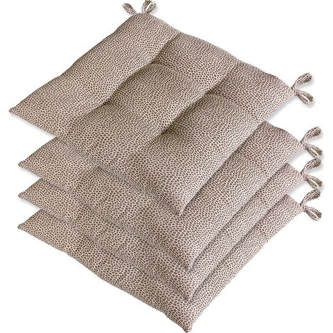 Set 4 Cuscini Sedia Cotone Maculati Morbidi Universali Lavabili Coprisedia Imbottituta Ovatta - Marrone