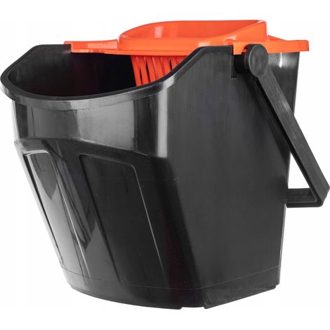 25-Liter-Flachmopp mit Auswringer – Schwarz und Orange