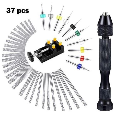 37-teiliges Mini-Handbohrer-Set für Bastelarbeiten, Präzisions-Spiralbohrer (1/4)