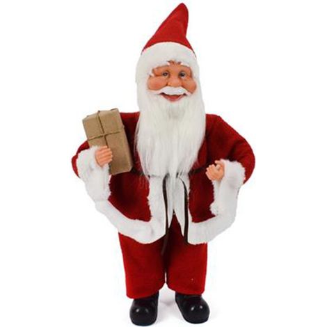Babbo natale rosso decorazioni di natale con barba bianca pacco regalo addobbi decorazioni vetrina idea regalo bambini h cm 38 (1/5)
