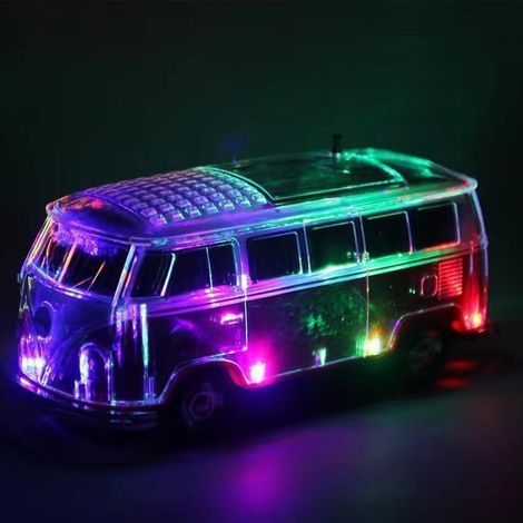 TrAdE Shop Traesio - Cassa Altoparlante Bluetooth Forma Furgoncino Retrò Portatile Con Luci Led Radio Fm Usb - (1/5)