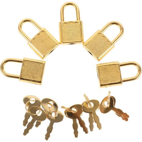 Mini cadenas avec clés, lot de 5, décoration vintage, doré