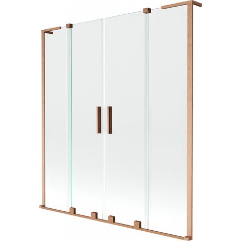 Mexen Velar L Duo pare-baignoire 2 volets coulissants 150 x 150 cm, transparent, cuivre brossé - 896-150-003-02-65 (1/2)