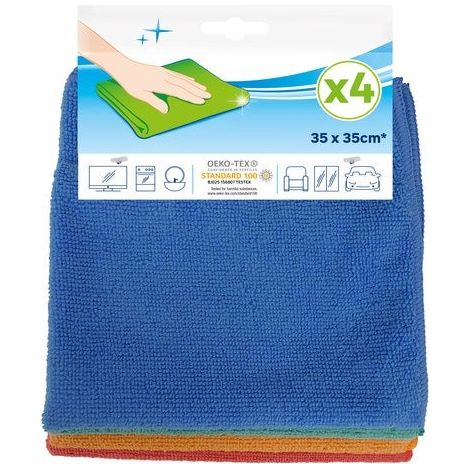 Lot de 4 microfibres nettoyage quotidien multi couleurs