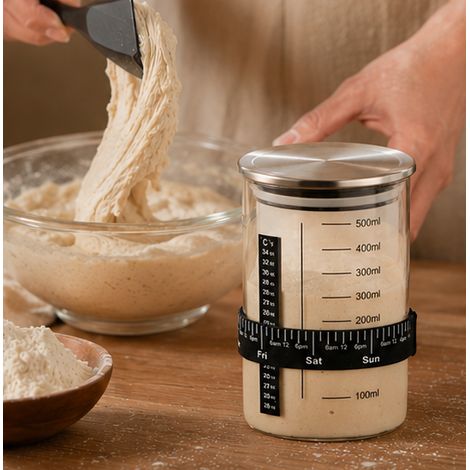 Bocal de fermentation - Bocaux de conservation en verre - Kit de fermentation - Bocal en verre gradué et hermétique - Bouteille de fermentation - Fermentation - Transparent - 16,5 × 10 cm - 900 ml - V (1/4)