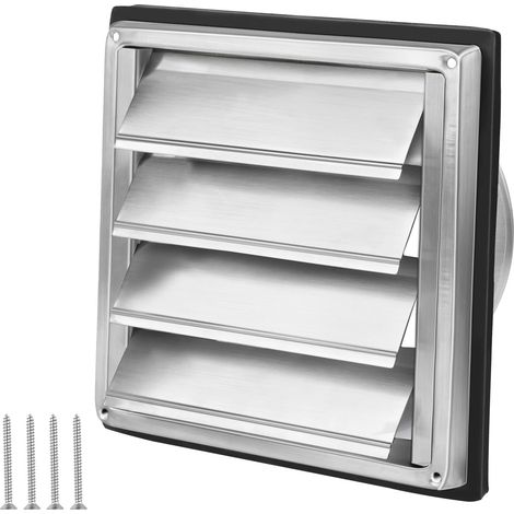 1 Grille de ventilation,Acier inoxydable,Lamelles mobiles,Clapet anti-retour,Ø125mm,Intérieur et extérieur