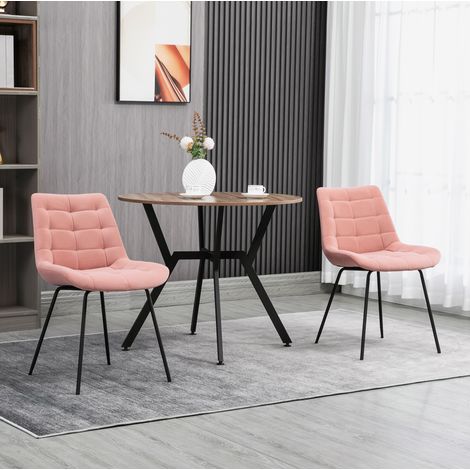 Lot de 2 chaises de salle à manger rose, style rétro, pieds en acier, 50 x 61 x 79 cm (1/5)