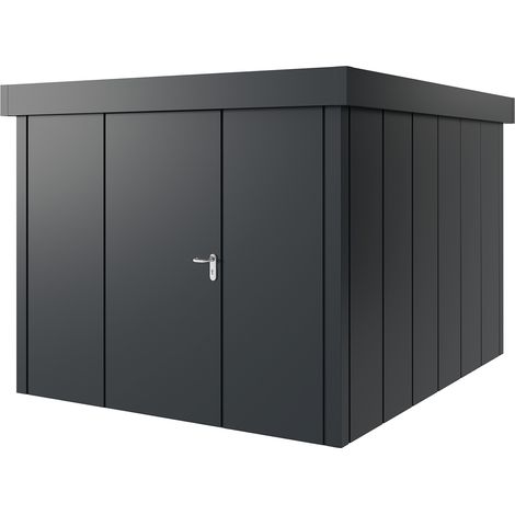 Hörmann Metall-Gerätehaus "Juno" mit Flachdach, JFD11 - Design, 262 x 310 cm (B x T), anthrazit, 1-flüglige Tür, Anschlag links (1/5)