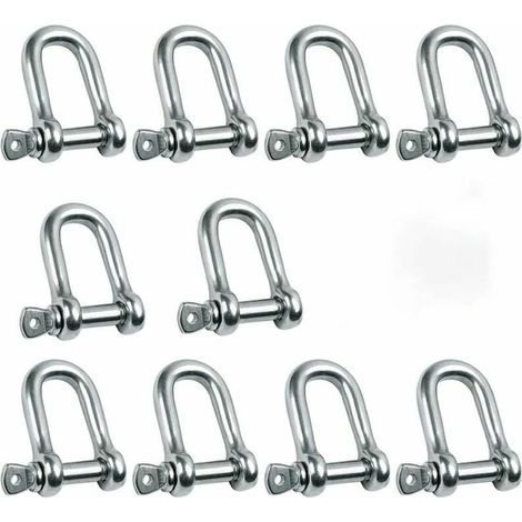 Shackle Acier Inoxydable M5 - 304 Poli - Boucle À Vis Réversible - Pour Système De Poulie Extérieur Hammock Leash - 10 Pièces (1/5)