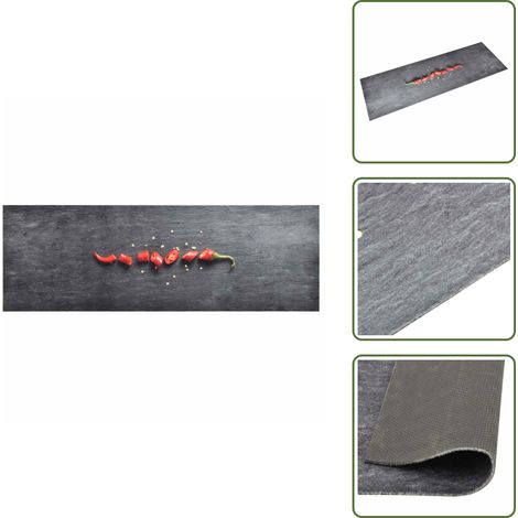 Tapis de cuisine lavable Poivre 60x180 cm - Tapis De Cuisine - Tapis Absorbant - Tapis Entrée - Tapis Intérieur - Tapis Noir