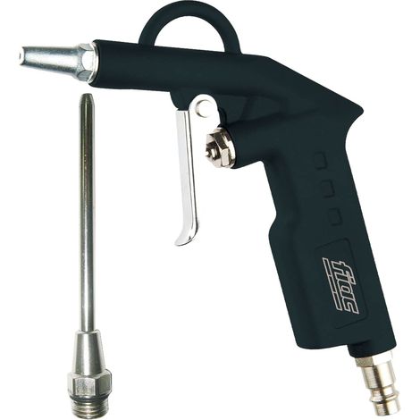 FIAC Pistola Aria Compressa con Ugello da 2mm, Pistola di Soffiaggio Compatta, Ugello a Canna Lunga Addizionale, Accessorio Compressori, Corpo in Alluminio, Pressione Max. 8 Bar, Nero