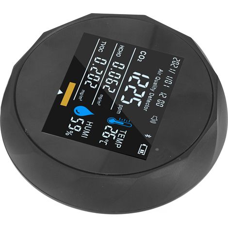 Luftqualitätsmonitor mit Echtzeit-Farbanzeige, USB-Ladefunktion, tragbarer digitaler Luftqualitätsdetektor (5 V), Schwarz (1/5)