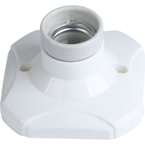 Lot de 2 Douille d'ampoule LED  E27, douille en céramique E27 et base en plastique, douille murale E27, douille E27 blanche avec anneau d'éclairage d'entrée / de plafond / de balcon