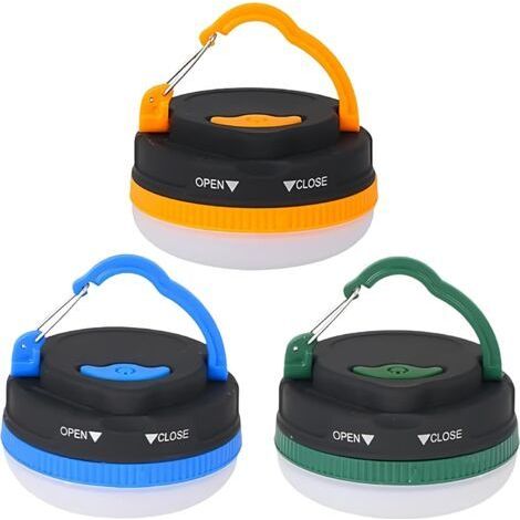 BUNTHAUS Lot de 3 lanternes de camping LED étanches et portables avec 3 modes d'éclairage, base magnétique, lanterne électrique pour camping/randonnée/pêche/urgence (1/5)