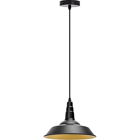 Suspension Lumineuse Style Industriel Métal Noir - Douille E27 - Sans Ampoule - Cuisine Bar (1/3)