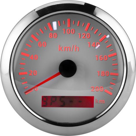 Compteur de vitesse GPS 85 mm, vitesse maximale 200 km/h, étanche, convient aux bateaux, voitures, yachts et motos, cadran blanc. (1/5)
