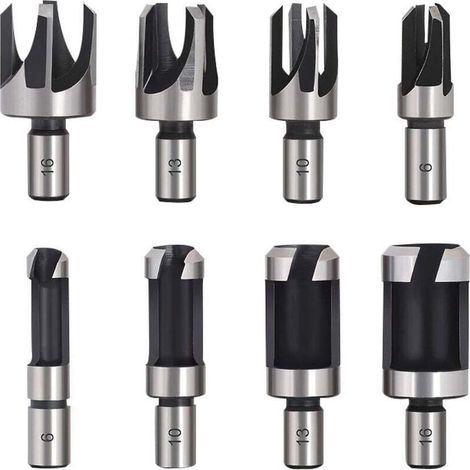 8PCS HSS Foret Bois Fraise à Bouchonner Bois outil de coupe bois Mèches des Bouchons Wood Plug Cutter Drill Bits 6mm /10mm/13mm/16mm Petite Fraise Bois Pour Perceuse (1/3)