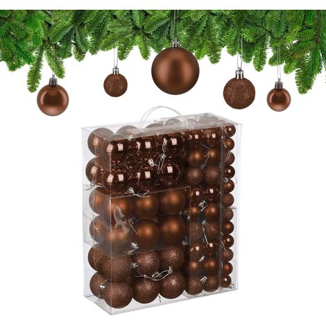 Boule de Noël, lot de 138, en Plastique, pour décorer Votre Sapin, Marron (1/5)