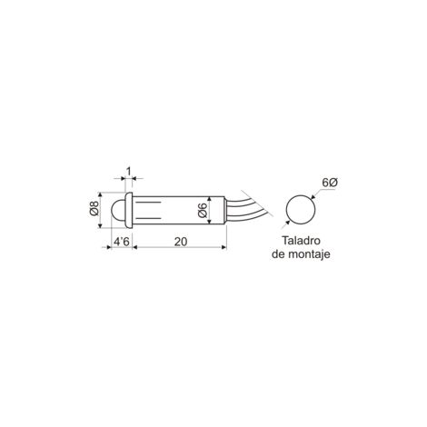 Piloto LED 5mm 230Vac Luz Rojo (1/2)