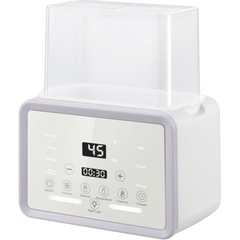 Chauffe biberon Baby pour 2 Biberons, Blanc – Chauffe biberon 4-en-1 avec Stérilisateur et Régulation de Température, Réchauffeur d’Aliments pour Bébé pour Chauffage et Décongélation Gris - blanc