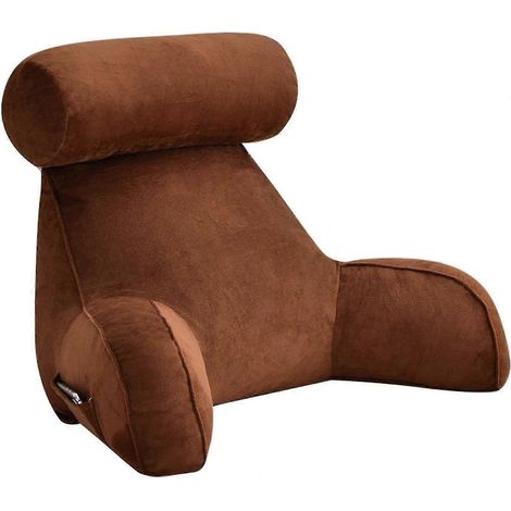 Coussin de lecture avec accoudoirs - Grand dossier pour adulte, poches latérales, coussin cervical amovible, idéal pour regarder la télévision ou lire un café (1/5)