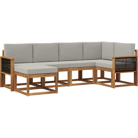 Conjunto de sofás de exterior 6 pcs Natural y Gris Claro vidaXL (1/5)