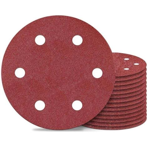 10 Disques Abrasifs 225 mm Grain 120 Pour Ponceuses Long Col Et Meuleuses Cloison Sèche 6 Trous Ronds Papier De Ponçage (1/4)